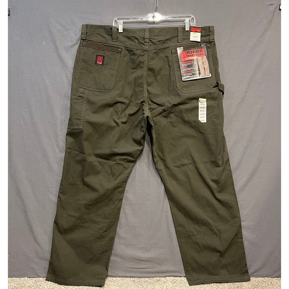Wrangler Riggs Workwear Pants Mens 44x30 Green Ripstop Carpenter Utility 3W020LD - Picture 2 of 9